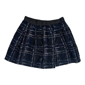 Country Road A Line Skirt Size 6 - Silk Blend Black Plaid + Free Post - Picture 1 of 8