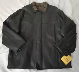 Black Mill Valley leather sheepskin shearling size 48 - Picture 1 of 12