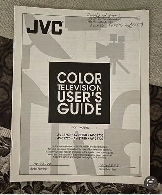 JVC Color Television User's Guide Manual for AV 32720 - Image 1 of 2