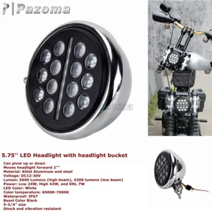 5.75'' LED Round Headlight w/Headlight Bucket For Harley Dyna Wide Glide FXDWG - Picture 1 of 11