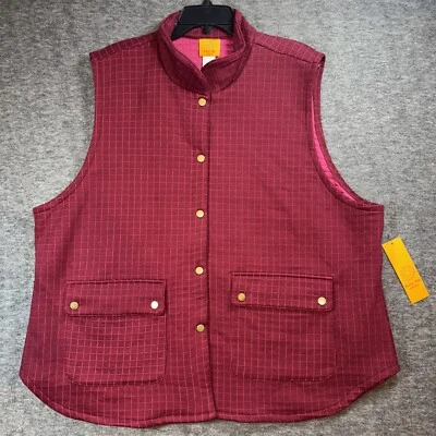 Ruby Road Womens WEEKEND MOOD Quilted Snap Front Mock Neck Vest Burgundy 3X NEW - Image 1 of 4