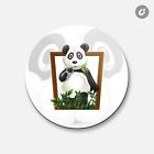 Panda In Wooden Frame Animal | 4'' X 4'' Round Decorative Magnet