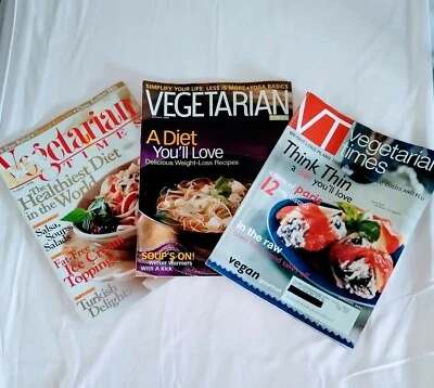 3 Vegetarian Times magazine lot recipes, cooking, health tips, Free shipping - Image 1 of 4