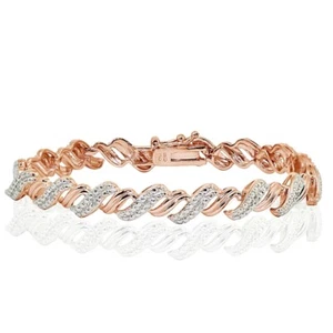 Rose Gold Tone 0.10ct TDW Diamond San Marco Tennis Bracelet - Picture 1 of 3
