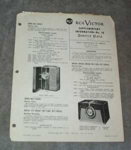 RCA Victor Original Supplementary Information- No. 18 Manual, 1949, No.6 1st Ed - Picture 1 of 1