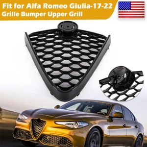 Fits For Alfa Romeo Giulia 2017~2023 Glossy Black Front Grille Bumper Hood Cover - Picture 1 of 10