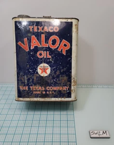 Vintage 2 Gallon Texaco SAE 30 Valor Oil Can 10 1/2" Tall W/ Lid - Picture 1 of 18