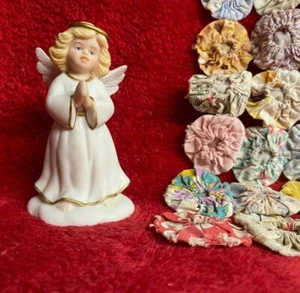 Vintage Porzellan Engel Goldener Segen Porzellan Biskuit Figur BC China 1996 - Bild 1 von 3