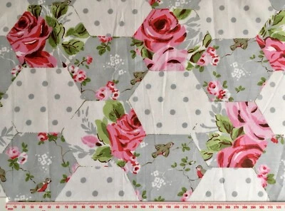 100cm x 100cm Square Patchwork Rose Cath Kidston Lightweight cotton fabric new - Image 1 of 3