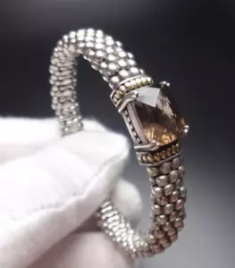 Lagos Caviar Signed Smokey Topaz Sterling Silver Bracelet 7" - Picture 1 of 6