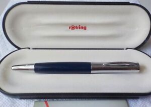 Rotring Initial Navy Blue & Stainless Steel Rollerball Pen New In Rotring Box 