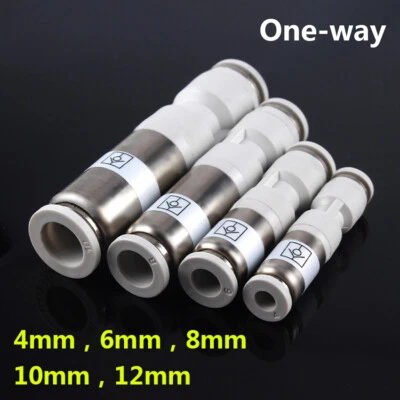 4/6/8/10/12mm Push-In Pneumatic Hose Fittings Straight Check Valve Connectors - Image 1 of 3