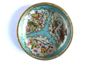 alter Blechteller / Zahlteller / Ascher, lithografiert um 1900, mit Vogelmotiven - Bild 1 von 5