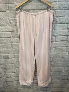 Victoria's Secret Pink White Stripes Metallic Thread Flannel Pajama Pants Sz XL - Picture 1 of 6