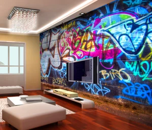 3D Dazzle Graffiti 44 Wall Paper Murals Wall Print Wall Wallpaper Mural AU Kyra - Picture 1 of 6