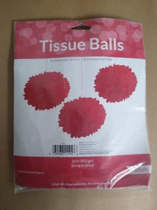 Set of 3 Red Tissue Balls 16in. Each with String party decoration set - Picture 1 of 3