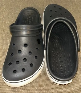 Crocs Crocband Platform Clog M7~W9 Black White Iconic Comfort Unisex EUC - Picture 1 of 7