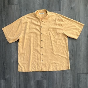 Tommy Bahama Mens 2XL Silk Hawaiian Shirt Orange Short Sleeve - Picture 1 of 8