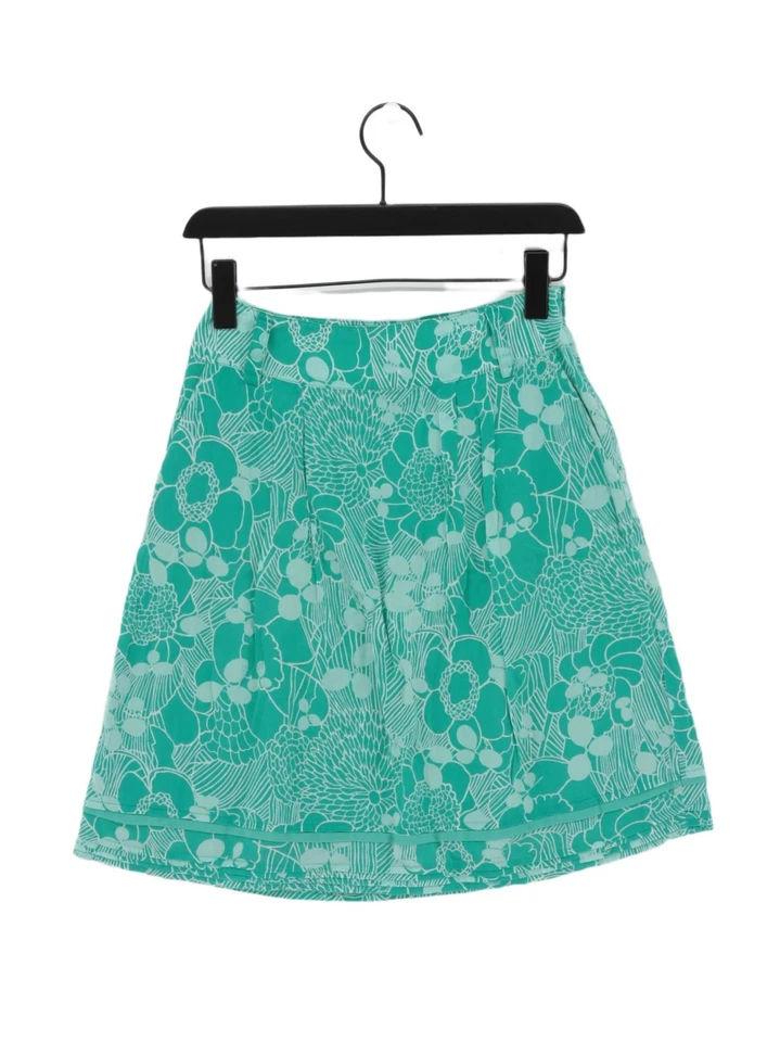 Esprit Women's Midi Skirt UK 8 Green Floral 100% Cotton Midi A-Line - Image 1 of 4