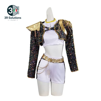 Bambini Ragazze Kpop Demon Hunters Rumi Zoey Mira Cosplay Costume Fantasia Trave