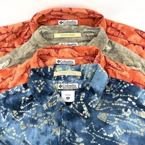 Columbia River Lodge Mens XXL Camp Button Down Shirt Short Sleeve Fish - Picture 1 of 10