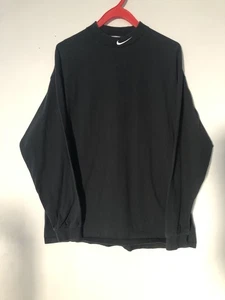 Vintage 90s Nike Swoosh Black Mock Neck Long Sleeves Shirt XL - Picture 1 of 10