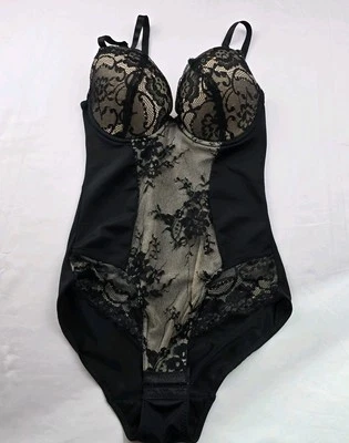 Heavenly Shapewear Med con Encaje Una Pieza Ajustable Modelador Gancho y Ojo Foto 1 de 4