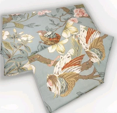 VTG PotteryBarn ARIANNE Queen Duvet Cover Set 2 Euro Shams Chinoiserie Birds  - Image 1 of 4