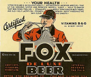 PETER FOX BRAUFUCHS DELUXE BIER ETIKETT T-SHIRT CHICAGO GRÖSSEN SMALL-XXXLARGE (F - Bild 1 von 1
