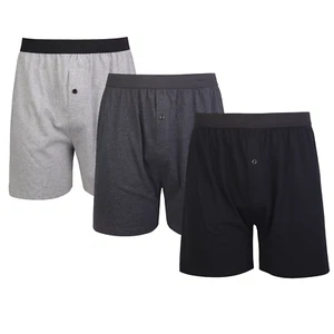 3 Pack Men's Boxer Brief Shorts Cotton Solid Color Woven Relaxed Fit Boxers - Picture 1 of 4