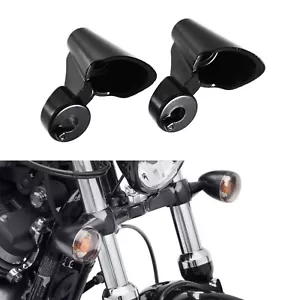 Noir Support de clignotant directionnel avant Pour Harley Sportster 48 2010-2015 - Picture 1 of 7