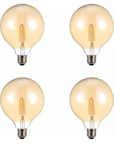 ✅TEKLED® Globe G125 Filament Vintage LED Bulbs | E27 Edison Screw | 4 Pack A++ - Picture 1 of 7