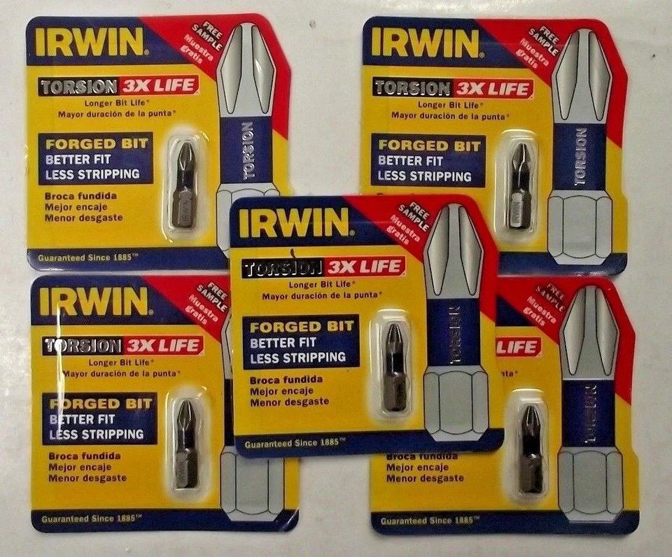 Irwin Torsion 4935101 #2 Phillips Screwdriver Bits Length 1" (5 Single Packs) - Image 1 of 1