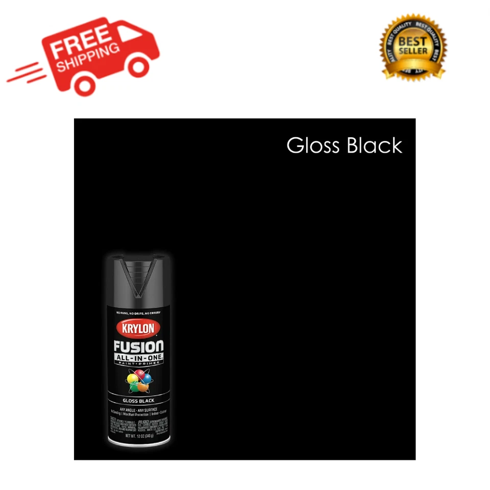 Krylon 6‐ Pack of 12 oz K02702007 Black Fusion All‐ In‐ One Paint