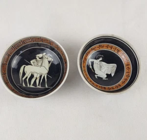 2 Vintage Keramikos Athen Griechenland griechisch 4,75" handbemalt Keramik Schmuck Schale - Bild 1 von 15