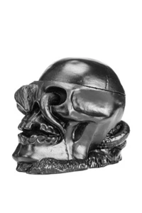 Beautiful Figurine Box Ashtray Black Skull Snake Cast Iron Russia Kasli - Picture 1 of 9