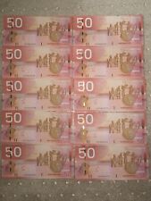 Canada 50 Dollars 2004 2011 10x Consecutive UNC Vintage Canadian Banknotes Bills