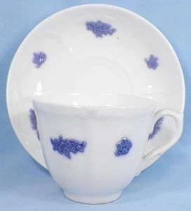 Chelsea Blue Grape Cup & Saucer Adderley England Porcelain Ca 1900 Nice - Picture 1 of 4