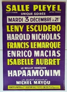 Affiche Théâtre Salle Pleyel - années 50 - Leny Escudero - Enrico Macias - Picture 1 of 1