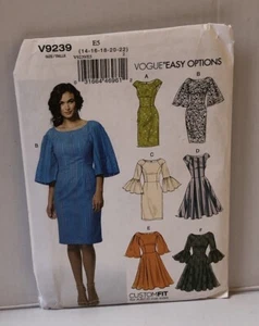 Vogue PATTERN V9239 MISSES DRESSES - 6 Styles - Sizes  14-22- CustomFit Busts UC - Picture 1 of 2