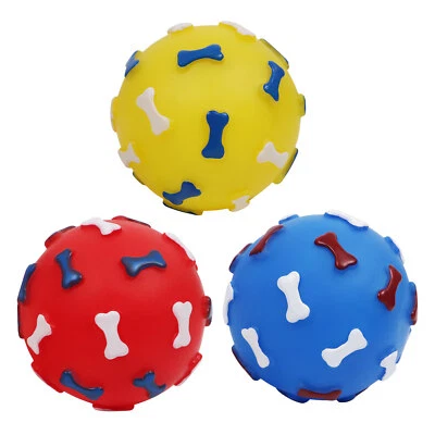 Pet Dog Giggle Ball Tough Treat Sound Activity Training Squeaky Chew Toy 1/3Pack - Image 1 of 4