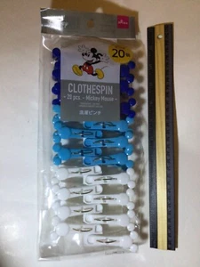 Daiso Disney Mickey Mouse 20 Plastic Laundry Clothespin Blue & White Chip Clips - Picture 1 of 2