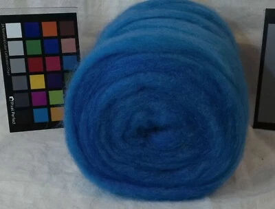 Brilliant Blue Romney wool roving spin weave felting fiber arts knit crochet - Image 1 of 4