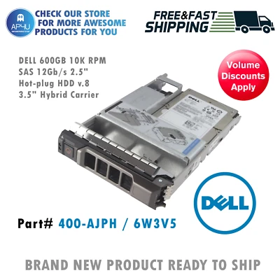 DELL 400-AJPH 600GB 10K RPM SAS 12Gb/s 2.5" Hot-plug HDD v.8 3.5" Hybrid Carrier - Image 1 of 4