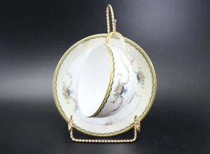 Noritake Rosemary CUP and SAUCER Checker Trim Urns on Rim Antique - Picture 1 of 8