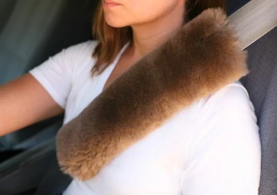 9 polegadas de comprimento MARROM Merino pele de carneiro cinto de segurança alça de ombro almofada capa JMS EUA - Imagem 1 de 4