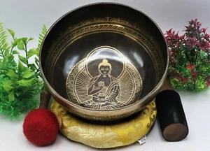 9" Lord Buddha engraved singing bowl - healing bowl, meditation, home and living - Picture 1 of 6