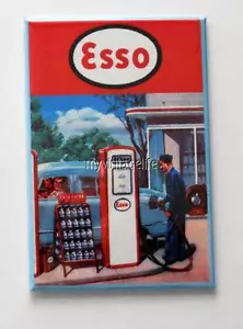 Vintage ESSO Tankstelle Ad 2"" x 3"" Kühlschrank MAGNET Kunst Benzin - Bild 1 von 1