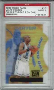 1998 Press Pass Double Threat Vince Carter Two on One Clear Die-Cut PSA 9 Heels - Picture 1 of 2