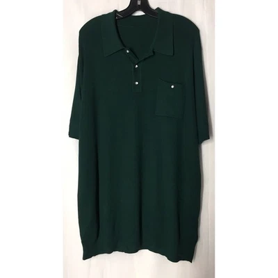 Woman’s Shirt Xxx Large 3xl Knit Gathered Waist Short Sleeve Upper Button Green - Image 1 of 4